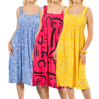 UniqueStylesAsfoor - 3-Pack Women Floral Dresses for Summer 2025, Casual Midi Sleeveless Square Neck Dress with Pockets, Perf...