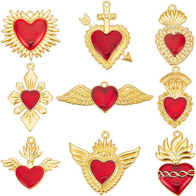 18Pcs 9 Styles Alloy Enamel Pendants