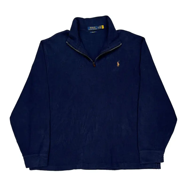 Estate Rib Ralph Lauren 1/4 Zip - XL Navy Cotton