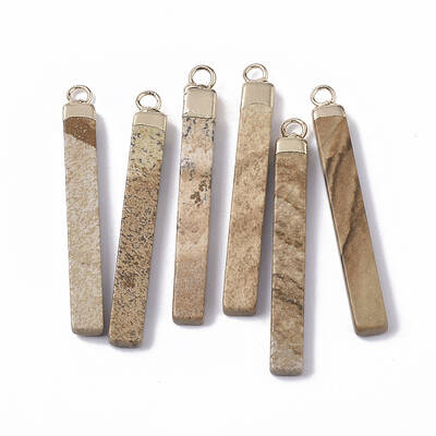 Top Golden Plated Natural Picture Jasper Pendants