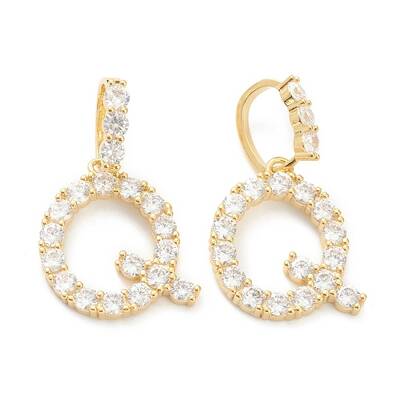 Brass Micro Pave Clear Cubic Zirconia Pendants