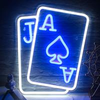 Playing Card Design Neon Sign for Fall, USB Powered LED Neon Light, Modern Interior Decorative Neon Sign for Bedroom, Hotel,...