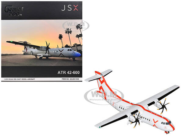ATR 42-600 Commercial Aircraft JSX (N400JX) White with Red Stripes Gemini 200 Series 1/200 Diecast Model Airplane by Gemi...