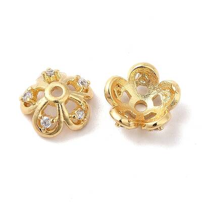 Brass Micro Pave Cubic Zirconia Bead Cap