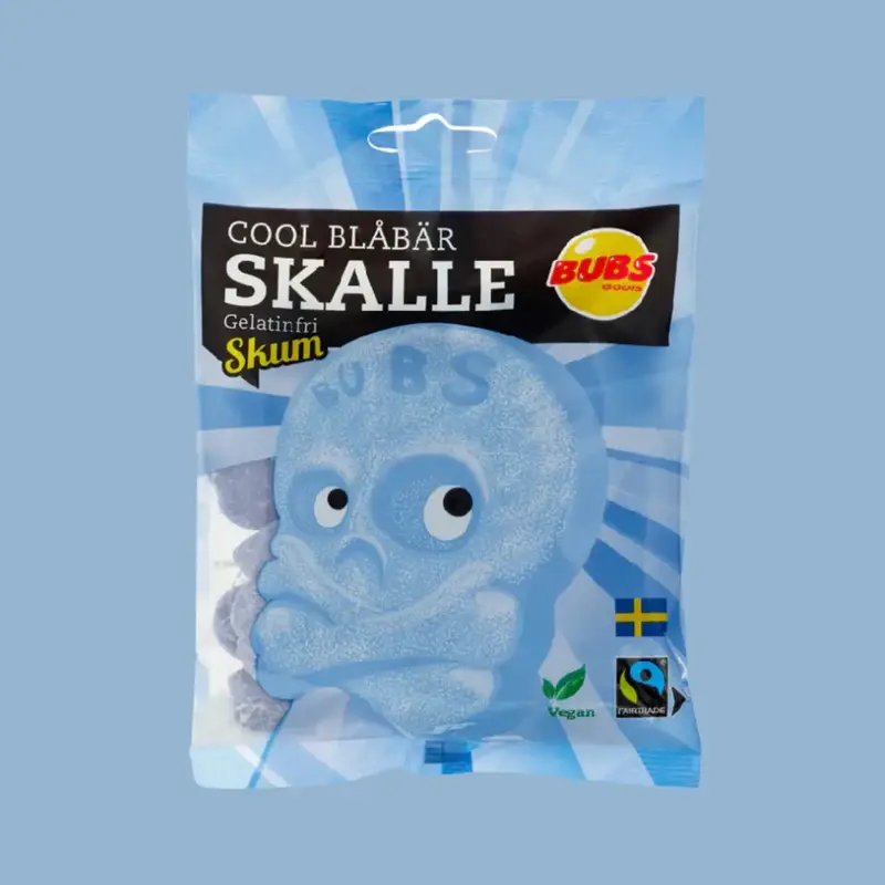 BUBS Blueberry Skulls Mini - Swedish Candy with Bold Blueberry Flavor 0.2LB