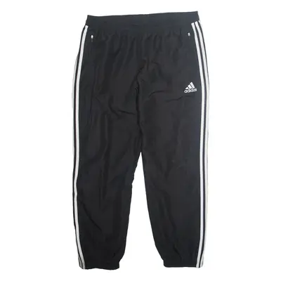 ADIDAS Mesh Lined Mens Track Pants Black Tapered XL W36 L30