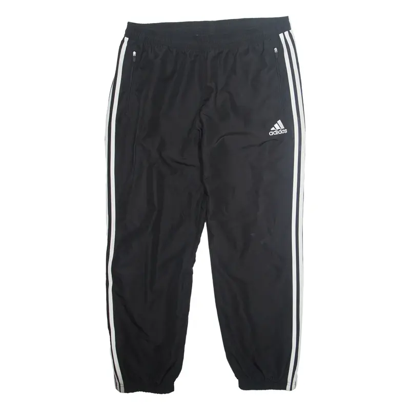 ADIDAS Mesh Lined Mens Track Pants Black Tapered XL W36 L30