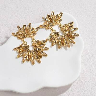 304 Stainless Steel Glass Stud Earrings for Women