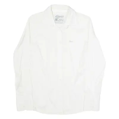 GUESS Womens Shirt White Collared Long Sleeve M