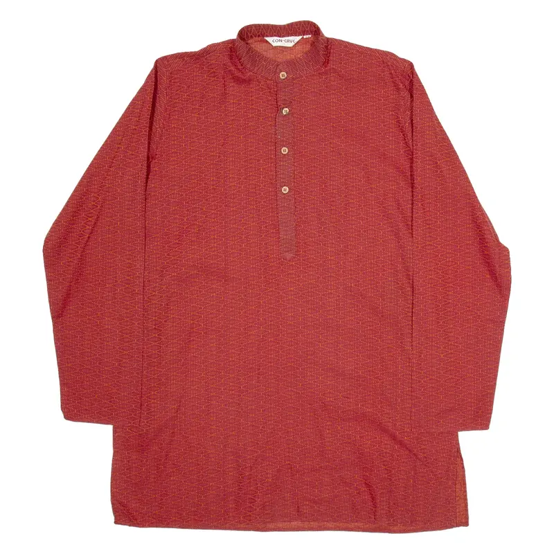 CONCAVE Mens Shirt Red Geometric Long Sleeve L