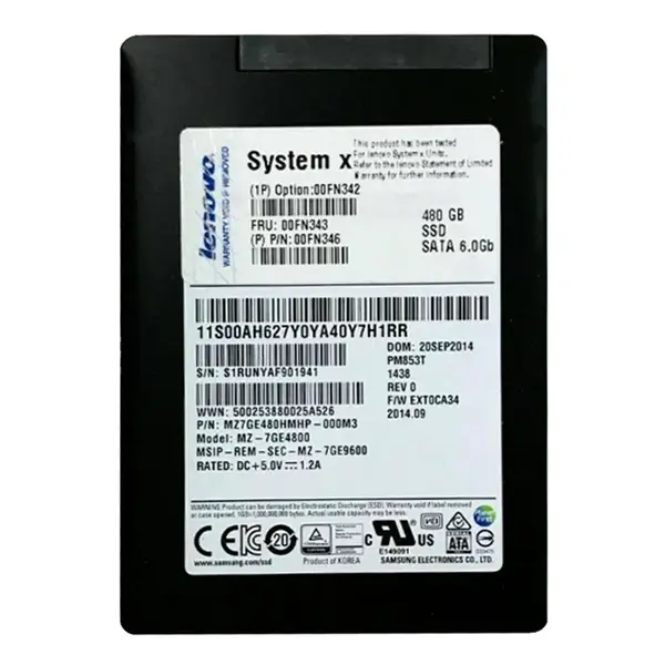 00FN342 IBM 480GB Multi-Level Cell SATA 6Gb/s Hot-Swappable 2.5-Inch Solid State Drive