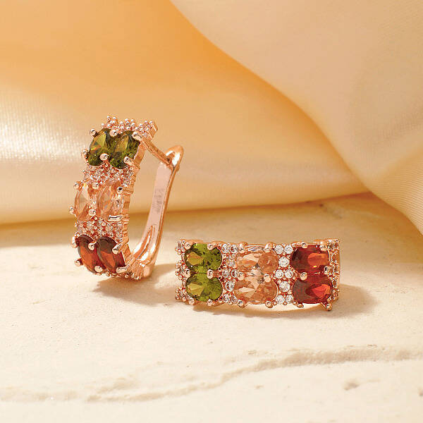 Chic French Style Brass Cubic Zirconia Hoop Earrings