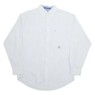 TOMMY HILFIGER Mens Shirt White Pinstripe Long Sleeve M
