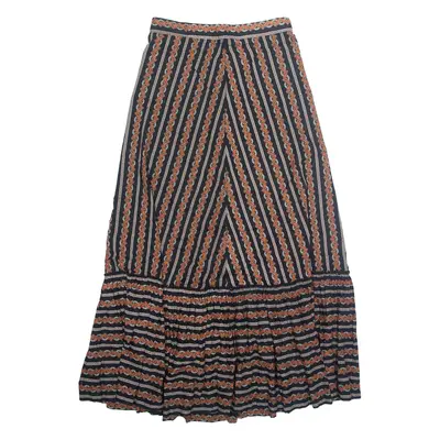 Womens Peasant Skirt Black Midi Floral M