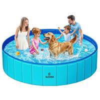 SLOOSH Foldable Dog Kiddie Pool - Portable Hard Plastic Doggie Swimming Pool, Anti-Slip Collapsible Pets Bath Tub Suitable fo...