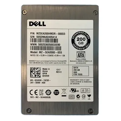 Dell 24XV8 | 200GB Multi-Level Cell SATA 3Gb/s Hot-Pluggable 2.5-Inch Solid State Drive for PowerEdge Servers