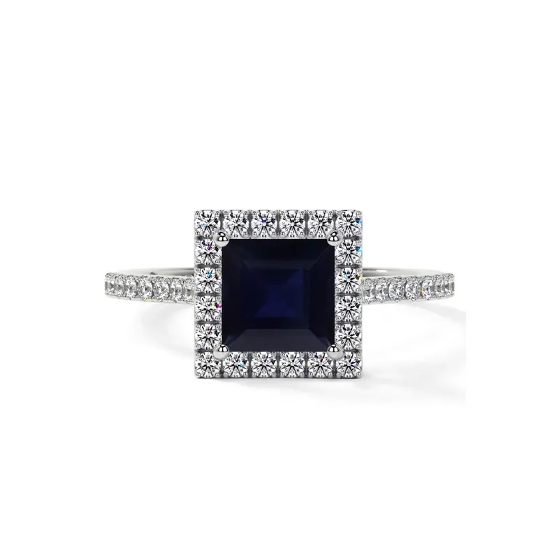 10K White Gold Princess Cut Custom Engagement Ring Gemstone Rings