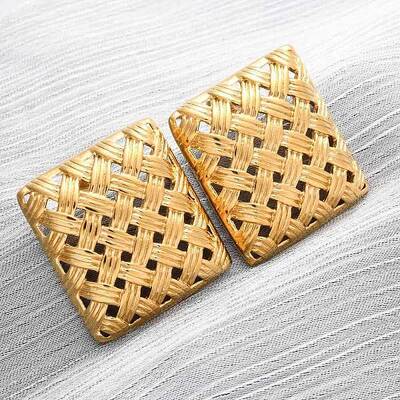 304 Stainless Steel Woven Stud Earrings