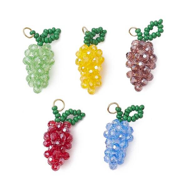 Handmade Glass Beaded Grape Pendants
