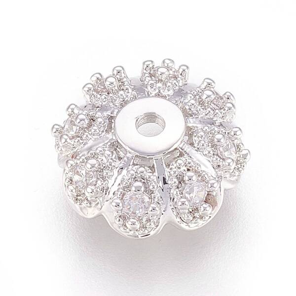 Multi-Petal Brass Micro Pave Cubic Zirconia Bead Caps