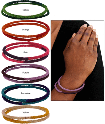 Dip Dyed Sisal Bangle Set - Yellow