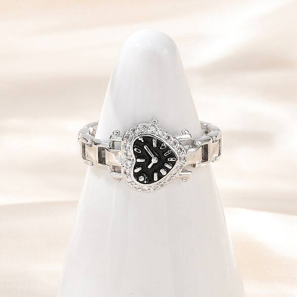 Brass Micro Pave Clear Cubic Zirconia with Enamel Cuff Rings