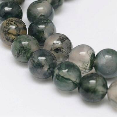 Natural Moss Agate Beads Strands