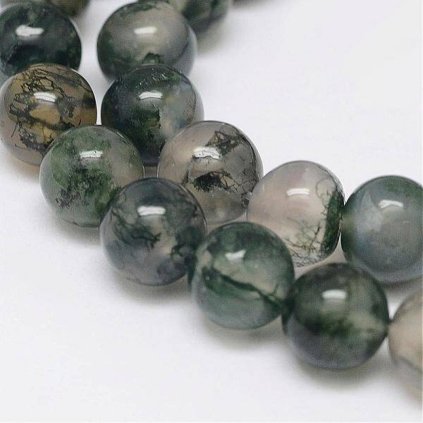 Natural Moss Agate Beads Strands