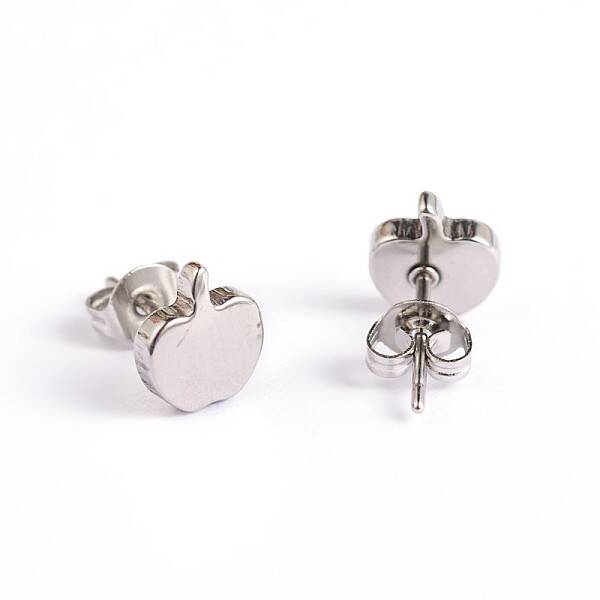 Non-Tarnish Apple 304 Stainless Steel Ear Studs