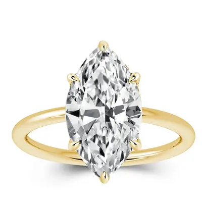 Effinny 3.5ct Marquise Brilliant Cut CZ Solitaire Ring, S925 Sterling Silver Golden Promise Ring,  Bridal Ring for Daily, Wed...