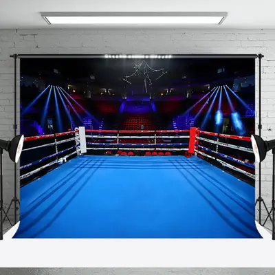 Blue Boxing Ring Stands Sports Backdrop For Party - Aperturee