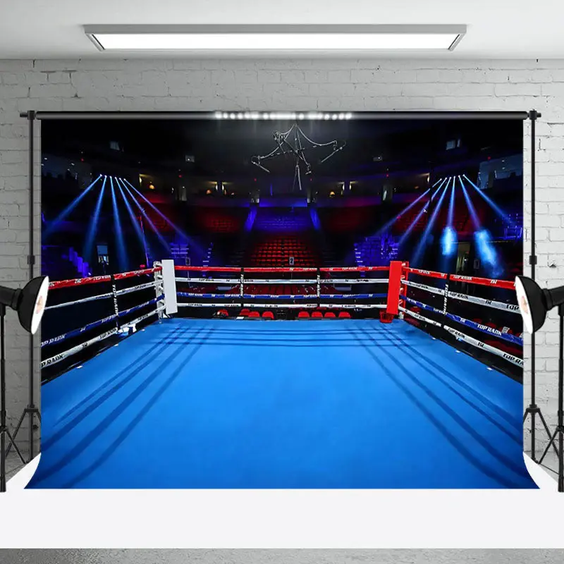 Blue Boxing Ring Stands Sports Backdrop For Party - Aperturee