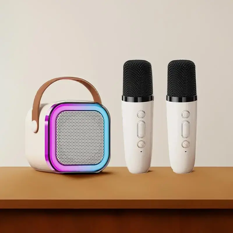 Portable Wireless Karaoke Speaker with 2 Microphone, HiFi Stereo Sound Subwoofers, KTV Speaker with RGB Colorful LED Lights, ...