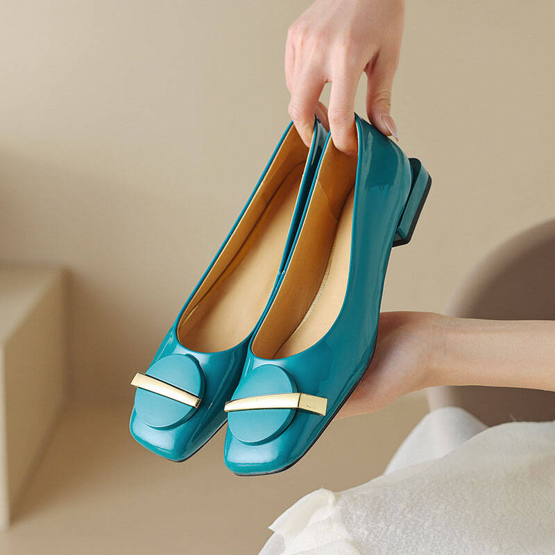 CHIKO Chessa Square Toe Block Heels Pumps Shoes