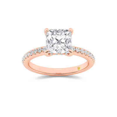 Aurelia Three Quarter Coverage Hidden Halo Princess Cut Lab Grown Diamond Engagement Ring | 14K Rose Gold 3 5/8 CT. TW.