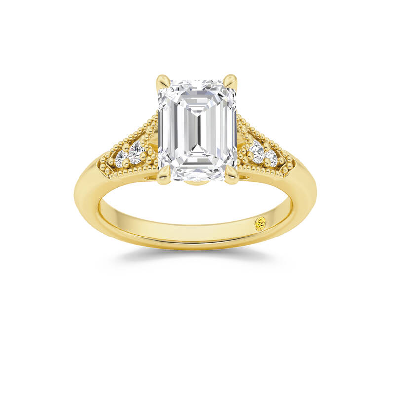 Lily Art Deco Emerald Cut Lab Grown Diamond Engagement Ring | 18K Yellow Gold 3 1/10 CT. TW.