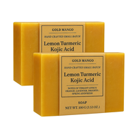 2 Bar-Pkg-Turmeric Kojic Acid Soap - Gold Mango Kojic Acid Dark Spot Remover Soap Bars with Vitamin C, Collagen, Turmeric Com...