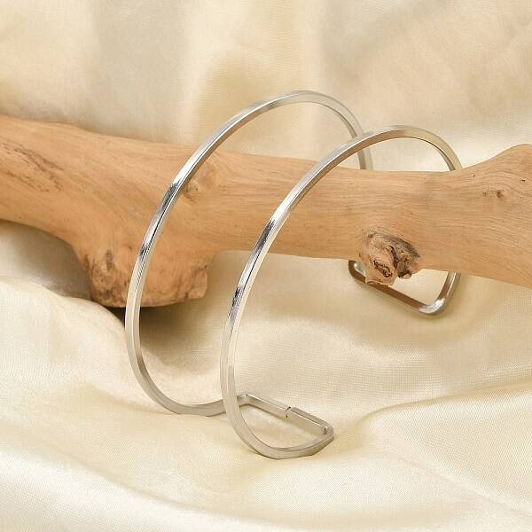Non-Tarnish 304 Stainless Steel Hollow Open Cuff Bangles for Women