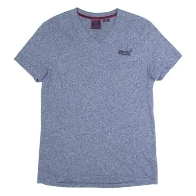 SUPERDRY Mens T-Shirt Blue V-Neck S