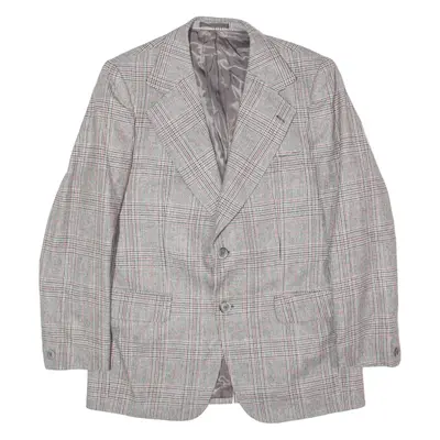 Blazer Tweed Jacket Grey Wool 90s Check Mens M