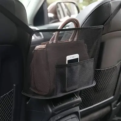 Foldable Double Layer Design Car Storage Hanging String Bag, Multifunctional Storage Net Bag, Multifunctional Car Hanging Sto...