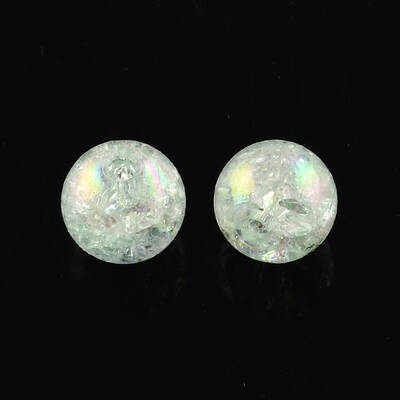 Bubblegum AB Color Transparent Crackle Acrylic Round Beads