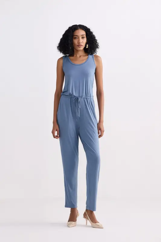 Relaxed Drawstring Jumpsuit in Blue | Color: Arctic Sea | Size: XL