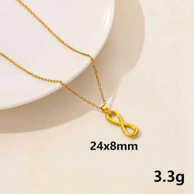 304 Stainless Steel Geometric Number 8 Pendant Necklace for Women