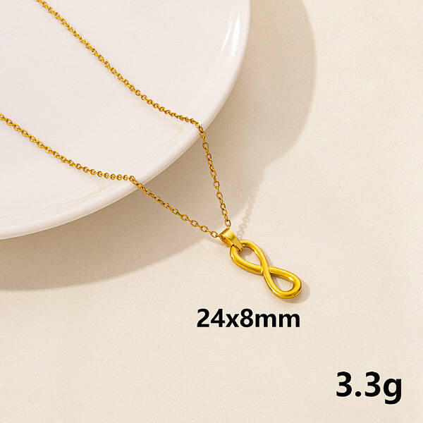 304 Stainless Steel Geometric Number 8 Pendant Necklace for Women