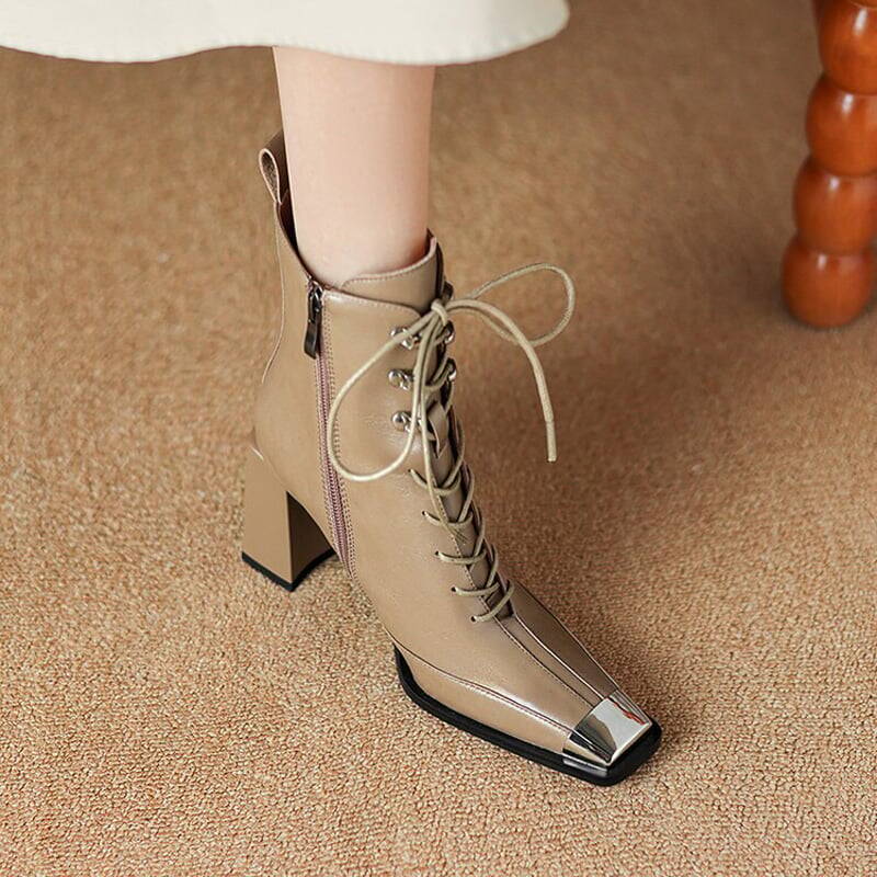 CHIKO Adelaide Square Toe Chunky Heels Ankle Boots
