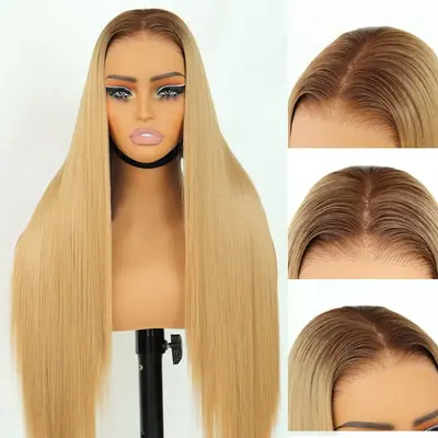 Wear And Go Synthetic 9x7 Glueless Lace Front Straight Wig Pre Plucked Pre Cut Vivid Self Growing Clean Hairline with Tiny Kn...