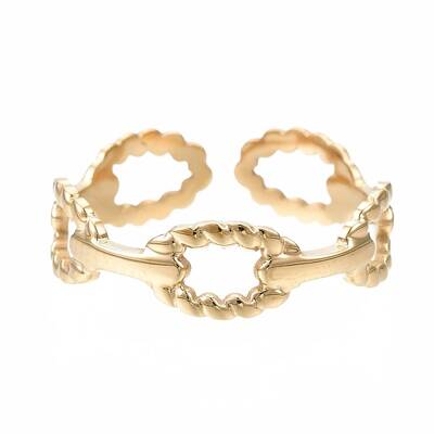 304 Stainless Steel Oval Wrap Open Cuff Ring