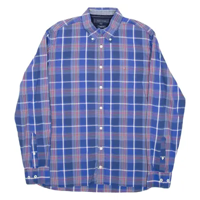 TOMMY HILFIGER Regular Fit Mens Shirt Blue Check Long Sleeve L