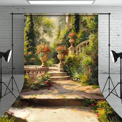 Aperturee Spring Garden Greenery Floral Photography Backdrop - Aperturee